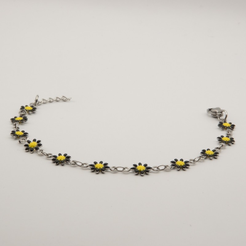 zwarte madeliefjes armbandje zwarte madeliefjes armbandje