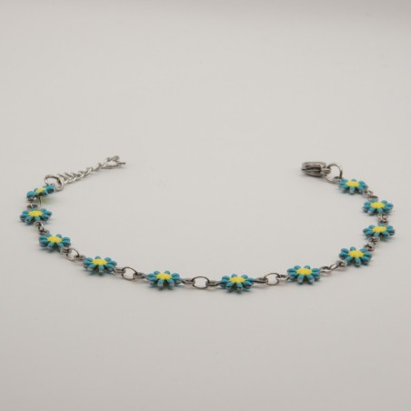 blauwe madeliefjes armbandje