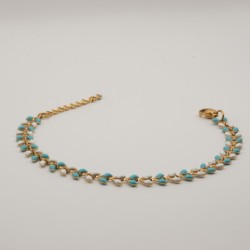 blauw wit blaadjes armbandje