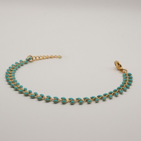 blauw blaadjes armbandje