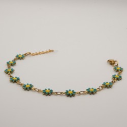 blauw madeliefjes armbandje