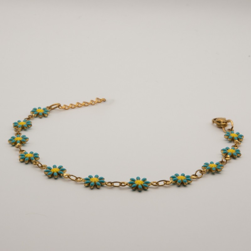blauw madeliefjes armbandje blauw madeliefjes armbandje