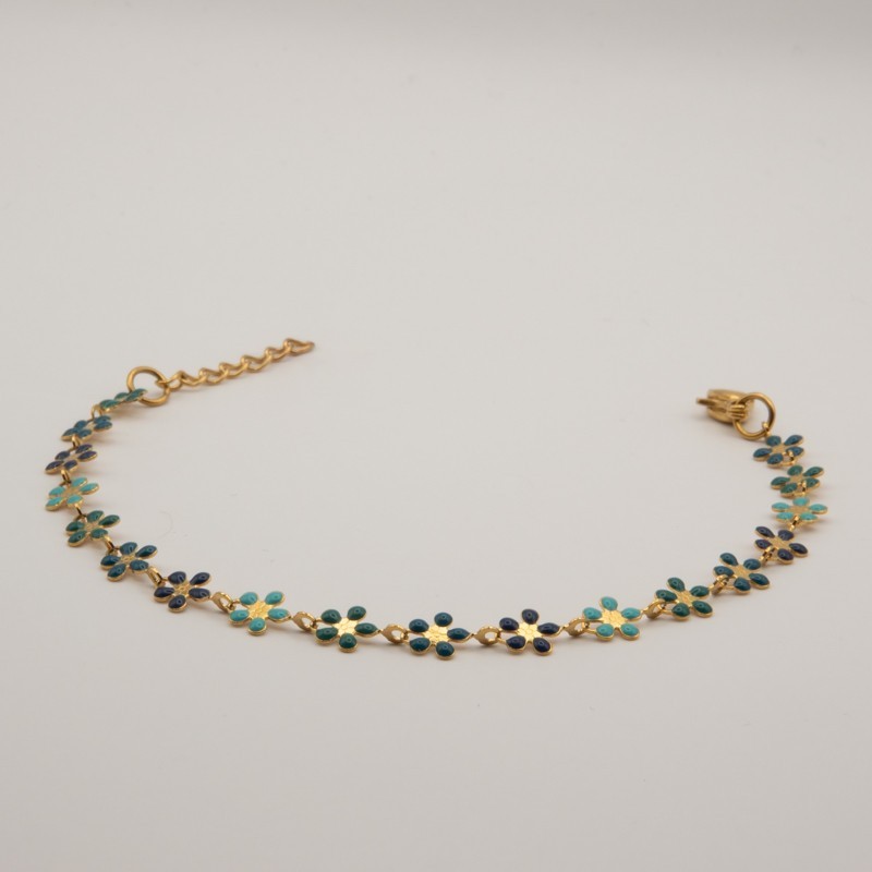 blauw licht blauwe madeliefjes armbandje blauw licht blauwe madeliefjes armbandje