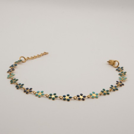 blauw licht blauwe madeliefjes armbandje