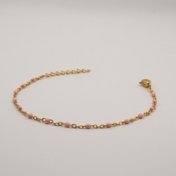 schakel roze fijne kralen armbandje