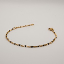 zwarte fijne kralen schakel armbandje