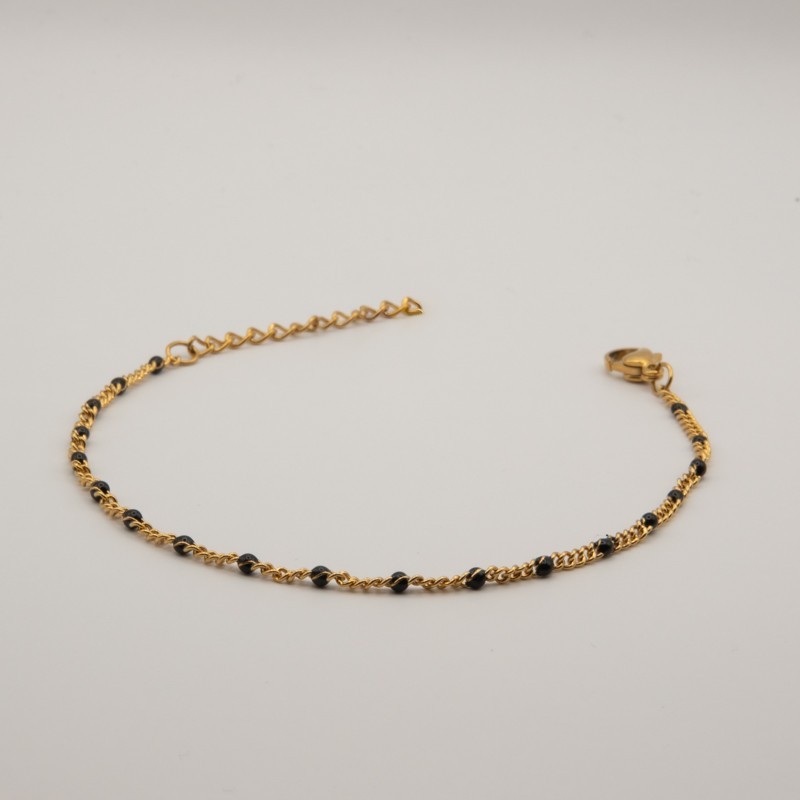 zwarte fijne kralen schakel armbandje zwarte fijne kralen schakel armbandje