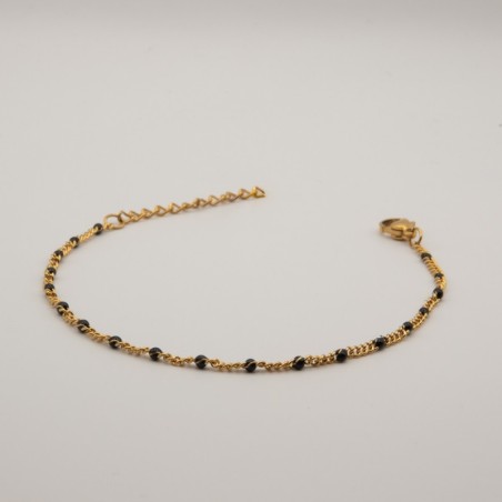 zwarte fijne kralen schakel armbandje