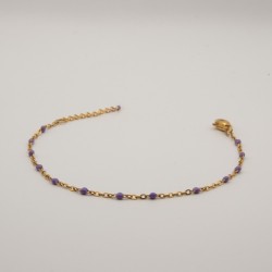 paarse fijne kralen met fijne schakel armbandje