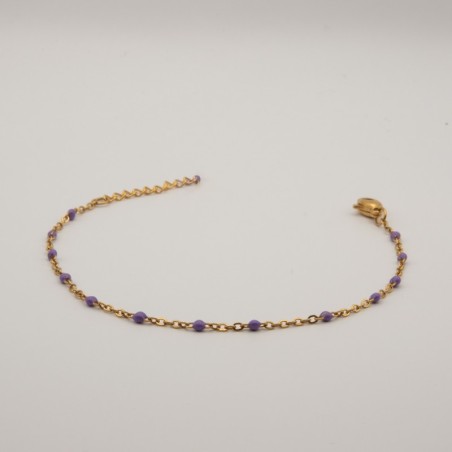 paarse fijne kralen met fijne schakel armbandje