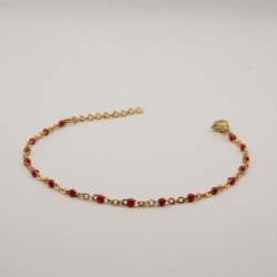 fijne roodde kralen armbandje met fijne schakel