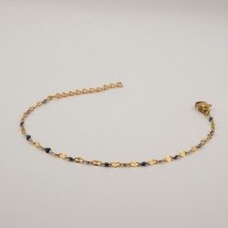 fijne kralen donker blauwe armbandje platte schakel