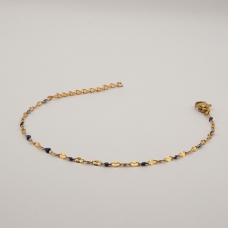fijne kralen donker blauwe armbandje platte schakel