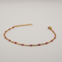 fijne roze kralen armbandje met fijne schakel