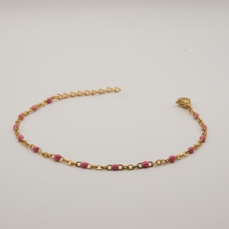 fijne roze kralen armbandje met fijne schakel