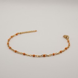 fijne oranje kralen armbandje met fijne schakel