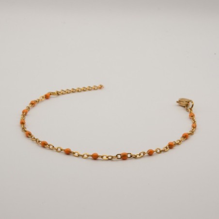 fijne oranje kralen armbandje met fijne schakel