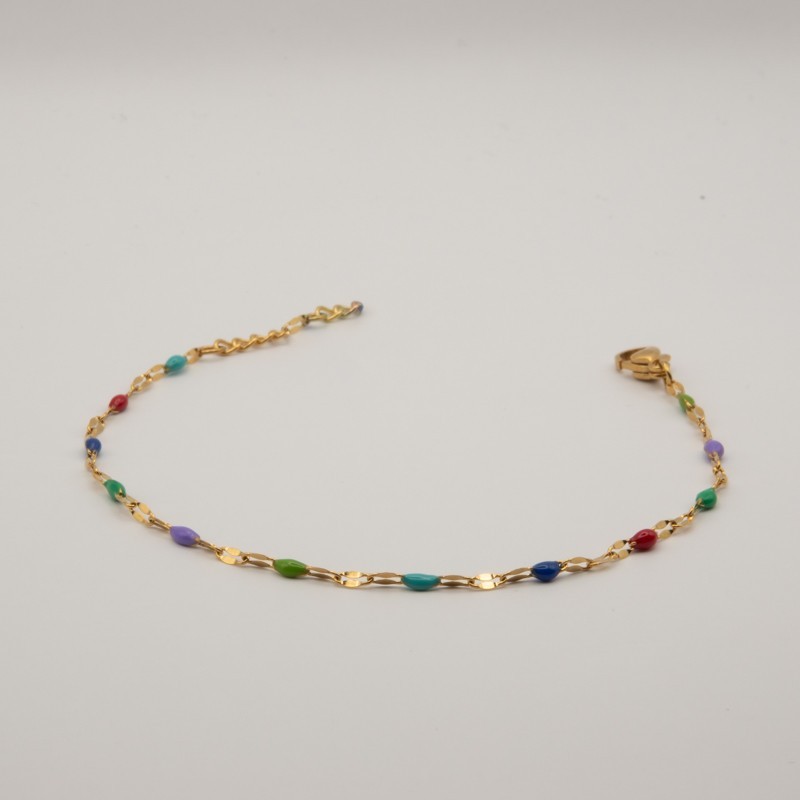 fijne meer kleuren kralen armbandje met platte schakel fijne meer kleuren kralen armbandje met platte schakel