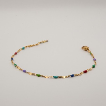 fijne meer kleuren kralen armbandje met platte schakel