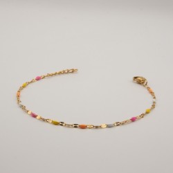 fijne meer kleuren kralen armbandje met platte schakel