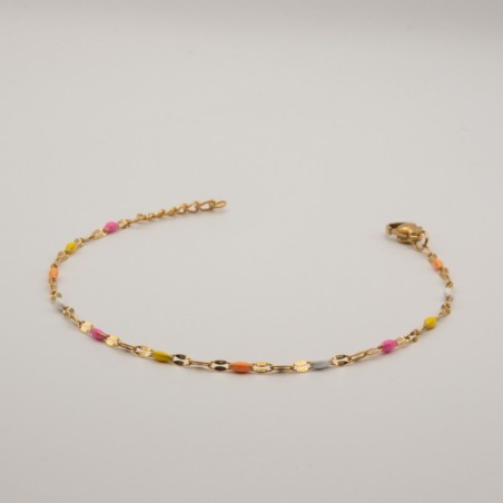 fijne meer kleuren kralen armbandje met platte schakel