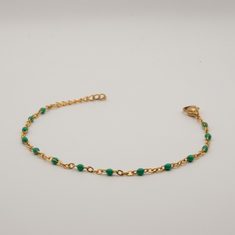 groene fijne kralen armbandje met fijne schakel