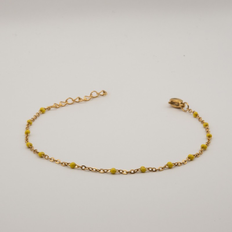 fijne gele kralen armbandje met fijne schakel fijne gele kralen armbandje met fijne schakel