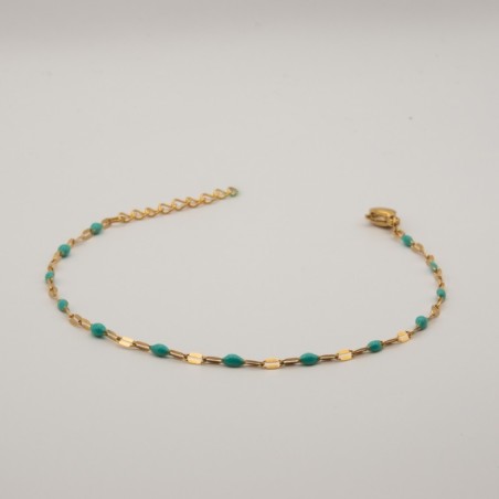 fijne lichtblauwe kralen met platte schakel armbandje