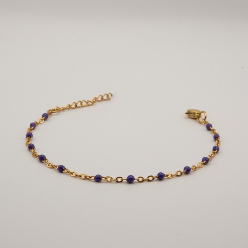 donkerblauwe fijne kralen met fijne schakel armbandje donkerblauwe fijne kralen met fijne schakel armbandje