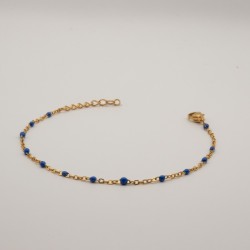 donker blauwe kralen armbandje met fijne schakel