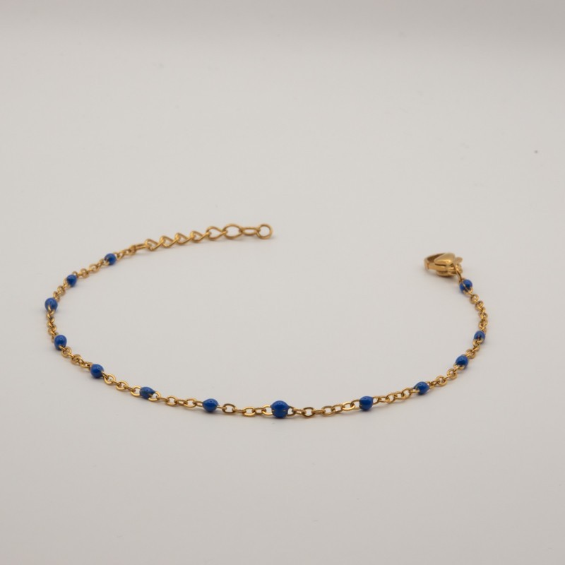 donker blauwe kralen armbandje met fijne schakel donker blauwe kralen armbandje met fijne schakel