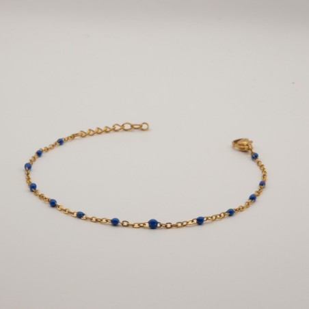 donker blauwe kralen armbandje met fijne schakel