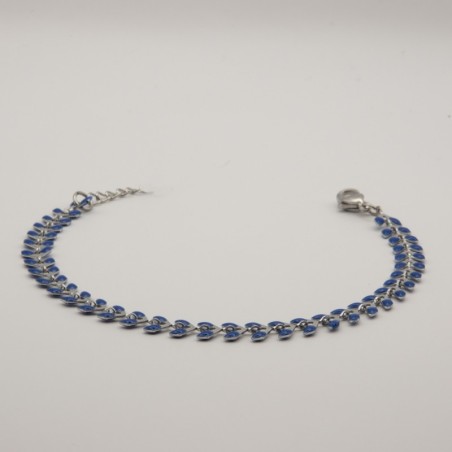 blauw blaadjes armbandje