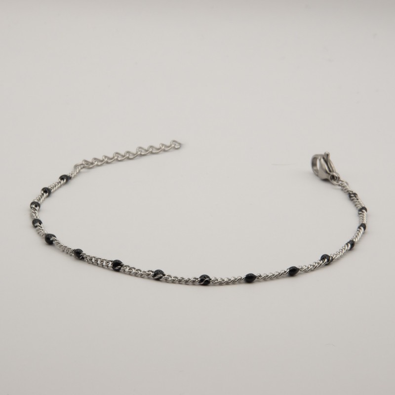 zwarte kralen armbandje fijne schakel zwarte kralen armbandje fijne schakel