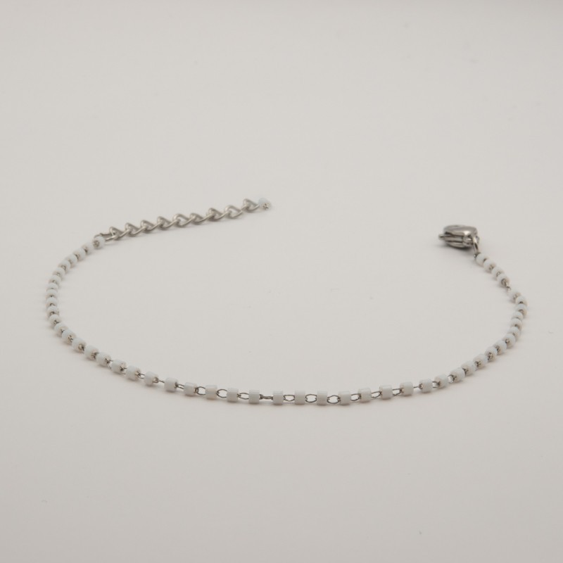 witte cilinder fijn geschakeld armbandje witte cilinder fijn geschakeld armbandje