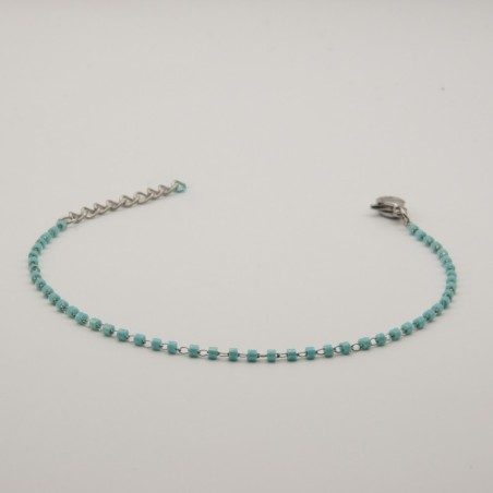 lichtblauwe cilinder fijn geschakeld armbandje