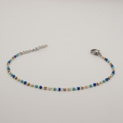 multicolor blauw cilinder fijn geschakeld armbandje