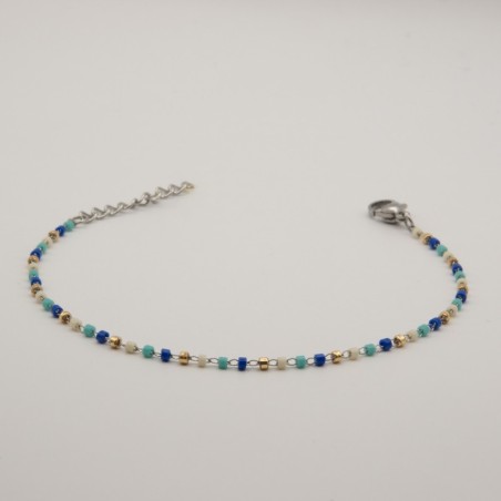 multicolor blauw cilinder fijn geschakeld armbandje