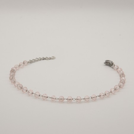 lichtroze doorzichtige kraal armbandje